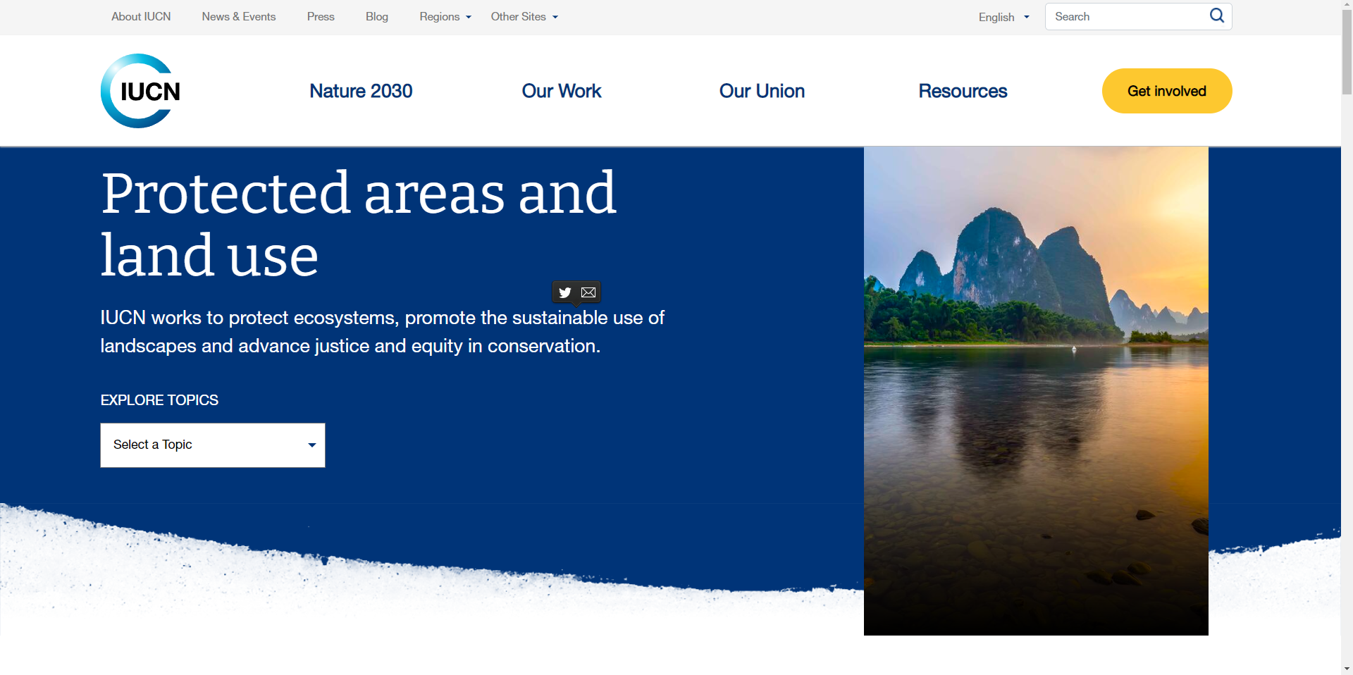 Screenshot of IUCN Newsletter Page.